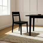 Grain & Grove Crew Dining Chair, Set of 2, Solid Rubberwood Frame, Engineered Wood Seat, Comfortable Backrest, Easy Assembly, Durable Wooden Kitchen & Dining Room Chair, Black