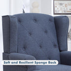 Accent Chair Set of 2, Mid Century Modern Fabric Wingback Chair, Upholstered Armchair with High Back and Vintage Legs, Comfy Single Sofa Side Reading Chair for Living Room Bedroom, Blue