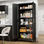 75" Tall Metal Storage Cabinet, Kitchen Pantry Storage Cabinets with Doors and 4 Shelves, Black Pantry Cabinet, Utility Kitchen Cupboard, Large Steel Cabinets for Dining, Office, Living Room