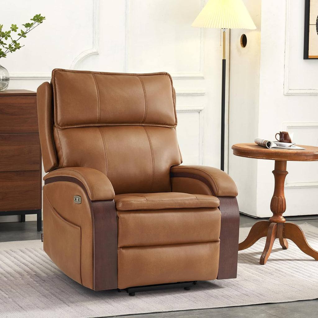MCombo Power Lift Recliner Chair for Elderly with Power Headrest 7917 | Heat and Massage, Solid Wood Armrest, FSC Certified, USB&Type C Charging Port, Side Pockets, Faux Leather