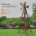 Wooden Windmill, Weather-Proof Wind Spinner, Outdoor Wind Mill for Garden Lawn Patio Decoration (Carbonized, Large)
