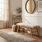 chairus Modern Shoe Bench Linen Fabric Upholstered Padded Seat Wooden Entryway Bench for Living Room End of Bed Hallway(Floral, 43.5" W)