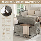 Furnideco Farmhouse Lift Top Coffee Table, Square Wood Center Table with Large Hidden Storage Compartment for Living Room, Rustic Modern Table with Hinged Lift Top, Oak Grey