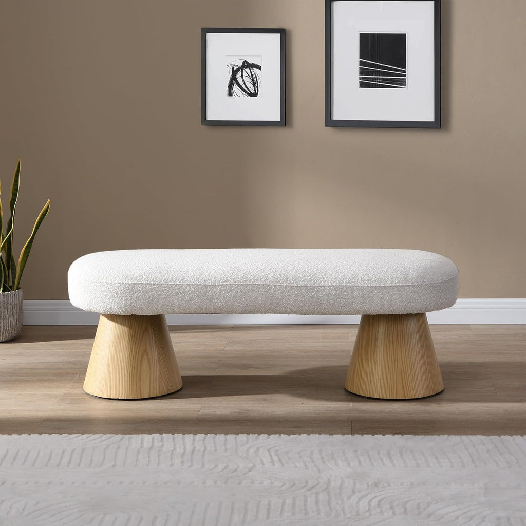 LUMISOL Upholstered End of Bed Bench, Dining Bench for Dining Room, Modern Stool Ottoman for Bedroom, Living Room, Dining Room, Entryway, Beige
