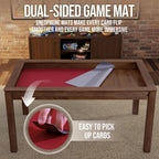 63" Solid Wood Board Game Table for Gaming/Dining, Removable Top | Gaming Table for 4–6 Players with 54" x 30.7" Play Area, Neoprene Play Mat, Leaf Storage Rack, 6 Cup Holders & Trays, Walnut