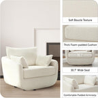360° Swivel Accent Armchair Set of 2, 39.3" Oversized, Sherpa Boucle Fabric Sofa Chair with Removable Back & Arm Pillows, Swivel Chairs with Cozy Soft Padded, White