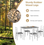 Tangkula Dining Table Set for 4, Farmhouse Solid Wood Dinette Set w/Rubber Wood Legs, Compact Wooden Dining Table and Chairs Set for Kitchen, Dining Room (Grey+White)