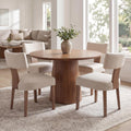 VESCASA Mid Century Modern Dining Chairs Set of 4, Upholstered Linen Dining Room Chairs with Ergonomic Curved Backrest, Solid Wood Legs, Kitchen Accent Chairs for Apartment, Farmhouse & Home, Beige