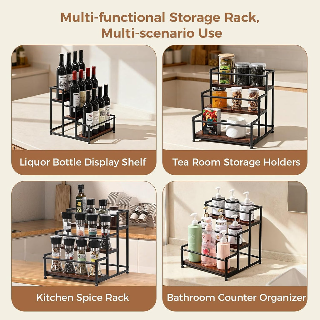 Coffee Syrup Rack Organizer, 3 Tier 12 Bottles Holder Stand for Coffee Bar | Coffee Syrup Liquor Bottle Display Shelf Bar Shelf Stand Countertop Rack for Syrup, Wine, Spice