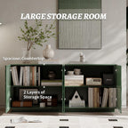 4 Door Modern Sideboard Buffet Cabinet with Spiral Grain, Accent Storage Sideboard Freestanding Anti-Dumping Storage Cabinet Buffet for Kitchen & Living Room (Green)