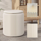 Folding Paper Stool, Heavy Duty 660 lb Load Capacity, Foldable Honeycomb Design Eco-Friendly Kraft Paper, Modern Minimalist Brown Seat for Living Room Home Office Camping (White, H38-D36)