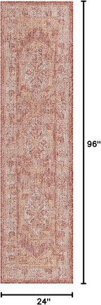 Unique Loom Outdoor Traditional Collection Area Rug - Valeria (2' x 8' Runner, Rust Red/ Ivory)