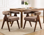 CIMOTA Barrel Wooden Dining Chairs with Arms Set of 2, Farmhouse Fabric Upholstered Kitchen Chairs with Walnut Wood Legs Contemporary Armchairs Accent Side Chairs for Dining Living Room,Chenille Khaki