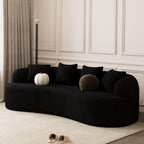 107" Curved Sofa for Living Room, Modern Chenille Cloud Couch Sofa, Luxury Plush Extra Deep 4-Seater Oversized Boucle Couch for Small Spaces, Apartment‌, No Assembly Required, Black