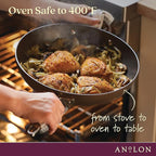 Anolon Advanced Home Hard Anodized Nonstick Deep Frying Skillet with Lid, 12-Inch Ultimate Pan, Bronze