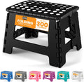 Utopia Home Folding Step Stool 9 Inch, Anti-Slip, 300 lbs, Black | 9-inch foldable step stool with anti-slip surface, built-in handle, and 300 lbs strong plastic support for safe home use.