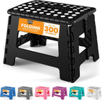 Utopia Home Folding Step Stool 9 Inch, Anti-Slip, 300 lbs, Black | 9-inch foldable step stool with anti-slip surface, built-in handle, and 300 lbs strong plastic support for safe home use.