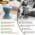 Multifunction Velvet Ottoman, Upholstered Vanity Stool Chair, Sturdy Round Footstool for Makeup, Living Room, Bedroom, Entryway (Sage)