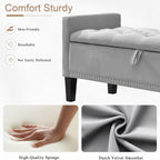 51" Storage Ottoman Bench, Velvet Large End of Bed Bench with Arms, Modern Storage Bench for Living Room, Bedroom, Entryway, Window, Holds up to 500 lb
