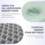 10 Inch Twin Green Tea Memory Foam Mattress for Cool Sleep & Pressure Relief, Bed in a Box, Removable Cover No Fiberglass, CertiPUR-US Certified