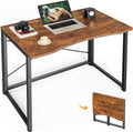 Huuger Folding Desk for Small Spaces, 31.5 Inch Foldable Computer Table | Easy Assembly, Small Writing Work Office Computer Desk, for Home Office, Study, Bedroom, Dorm, Space Saving, Rustic Brown