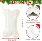 GOYOSWA 2 Pack Dog Christmas Stocking, 18 Inch Large Double Side Knitted Christmas Stocking for Dogs, Bone Shaped Hanging Dog Stockings for Dogs Pets (White & White)