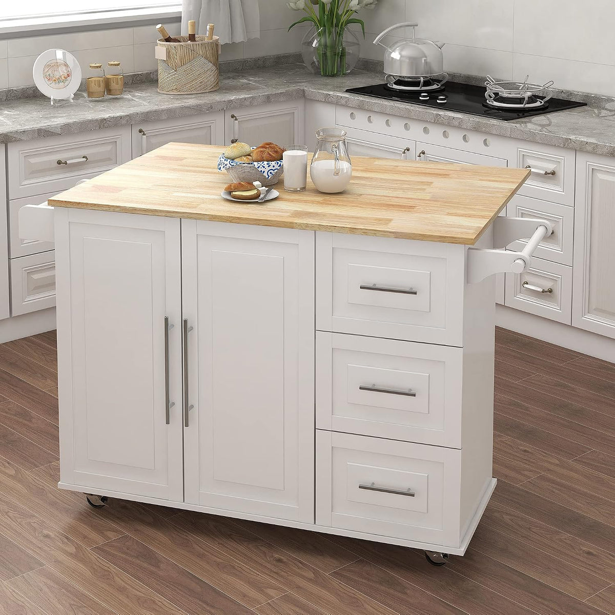 Kitchen Island with Extensible Table