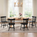 chairus Vintage Black Dining Chairs Set of 6, Farmhouse Windsor Wooden Dining Room Chairs with Turned Spindle Back & Legs, Traditional Colonial Armless Side Kitchen Chairs