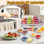 20 Pack Reusable Snack Containers with Lids - Double Compartment Sauce Cups with 20 Forks, Microwave Safe Portion Control Containers for Meal Prep, Take-out, Party & Travel