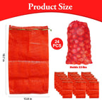 24 Pack 20'' x 14'' Mesh Onion Bags, Reusable Drawstring Fresh Produce Storage Bags for Onions, Vegetables, Potatoes, Citrus, Crawfish Firewood