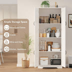 GAOMON Adjustable Shelf Storage Cabinet 60" Tall White, 2-Door Pantry with Shelves for Kitchen Organization, Bathroom Storage, Living Room