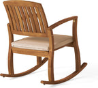 Christopher Knight Home Selma Acacia Rocking Chairs with Cushions, 2-Pcs Set, Teak Finish