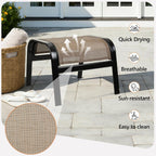 Outdoor Patio Footstool Ottoman Assembled 2 Set All Weather Breathable Metal Frame Greige