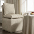 BLANKSPACE Upholstered Dining Chairs with Storage, Modern Linen Chairs with Casters, Armless Single Sofa Chair for Guest Seating, Bedroom, Reading Room（Grey）