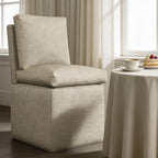 BLANKSPACE Upholstered Dining Chairs with Storage, Modern Linen Chairs with Casters, Armless Single Sofa Chair for Guest Seating, Bedroom, Reading Room（Grey）