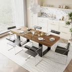 71-87 Inch Extendable Dining Room Table, Rustic Wooden Kitchen Table 6-10 | STHOUYN Expandable Dining Table, Farmhouse Rustic Style, Rectangular Wooden Top, Seats 6-10, Brown Kitchen or Dining Room
