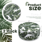 Cinnvoice 2 Pcs Inflatable Outdoor Ottoman Pouf Waterproof Round Footrest with Handle D21 x H9 Inch Indoor Outdoor Portable Footstool for Patio Garden Camping or Home Pool(Leaf)