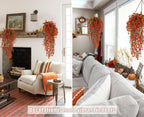 Fall Artificial Hanging Plants Artificial Fall Flowers Faux Autumn Plants Faux Hanging Plants Artificial Plants Fake Plants for for Thanksgiving Indoor Outdoor House Wedding Garden Party (Salmon)