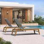 PURPLE LEAF Outdoor Chaise Lounge Chair Wood Grain Aluminum Set of 2, Black | 3-Year Color Retention PE Rattan, 2.4" Thickened Aluminum Frame, 16.14" Knee-Friendly Height, French-Inspired Style