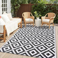 OLANLY Waterproof Outdoor Rug 5x8 ft, Outdoor Plastic Straw Rug for Camping, RV Mat Outside, Indoor Outdoor Carpet for Porch, Deck, Backyard, Balcony, Picnic, Black & White