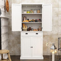 HLR Freestanding Kitchen Pantry Cabinet with Doors and Adjustable Shelves, Storage for Kitchen, Living Room Dining Room, White 30''D x 16''W x 72''H