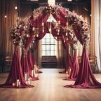 Wokceer Wedding Arch Draping Fabric - 28.7" x 20FT Burgundy Sheer Drapes Backdrop for Wedding Ceremony, Birthday Party, Bridal Shower Decoration