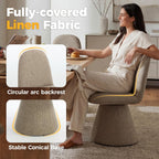 DUOMAY 360° Swivel Dining Chairs Set of 6, Mid Century Modern High Back Linen Upholstered Dining Room Chairs Kitchen Chairs, Armless Chair for Living Room Bedroom Reading, Khaki
