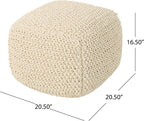 Christopher Knight Home Knox Knitted Cotton Pouf, Beige
