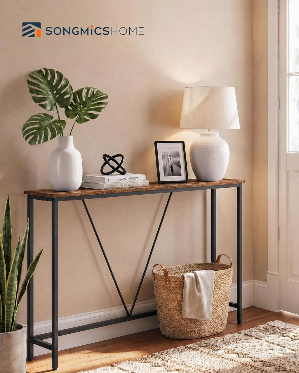 SONGMICS HOME Entryway Console Table, Behind Couch Table, for Living Room, Bedroom, Easy Assembly, Rustic Brown