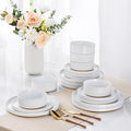 AmorArc Ceramic Dinnerware Set for 6 | Speckled Stoneware Plates and Bowls with Rustic Terracotta Underside| Scratch Resistant,Dishwasher & Microwave Safe Dishes Sets- 18pcs White
