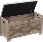 coucheta Storage Chest, Farmhouse Storage Trunk, Wooden Entryway Storage Bench with Safety Hinge and Lift-Top for Entryway, Living Room, Grey