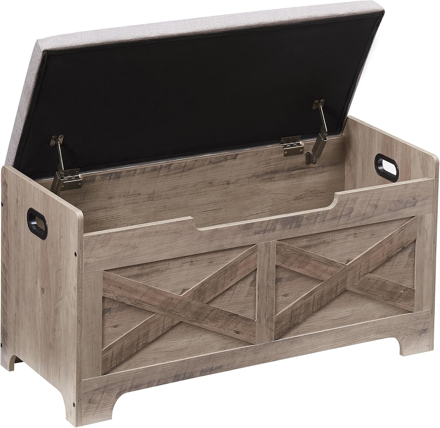 coucheta Storage Chest, Farmhouse Storage Trunk, Wooden Entryway Storage Bench with Safety Hinge and Lift-Top for Entryway, Living Room, Grey