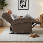 MCombo Compact Wall Hugger Power Recliner Chair for Small Spaces, Dual USB-A/C Ports, Rolled Arm Recliner for Living Room & RV, Fabric PR520 (Dark Brown, Small)
