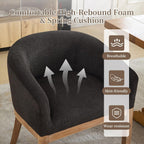 Mid Century Modern Dining Chairs Set of 2, Upholstered Linen Fabric Dining Room Chairs with Arms and Solid Wood Legs, Comfy Barrel Accent Chairs for Dining Room, Living Room, or Cafe, Charcoal Gray